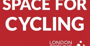 Red logo with white type: Space for Cycling