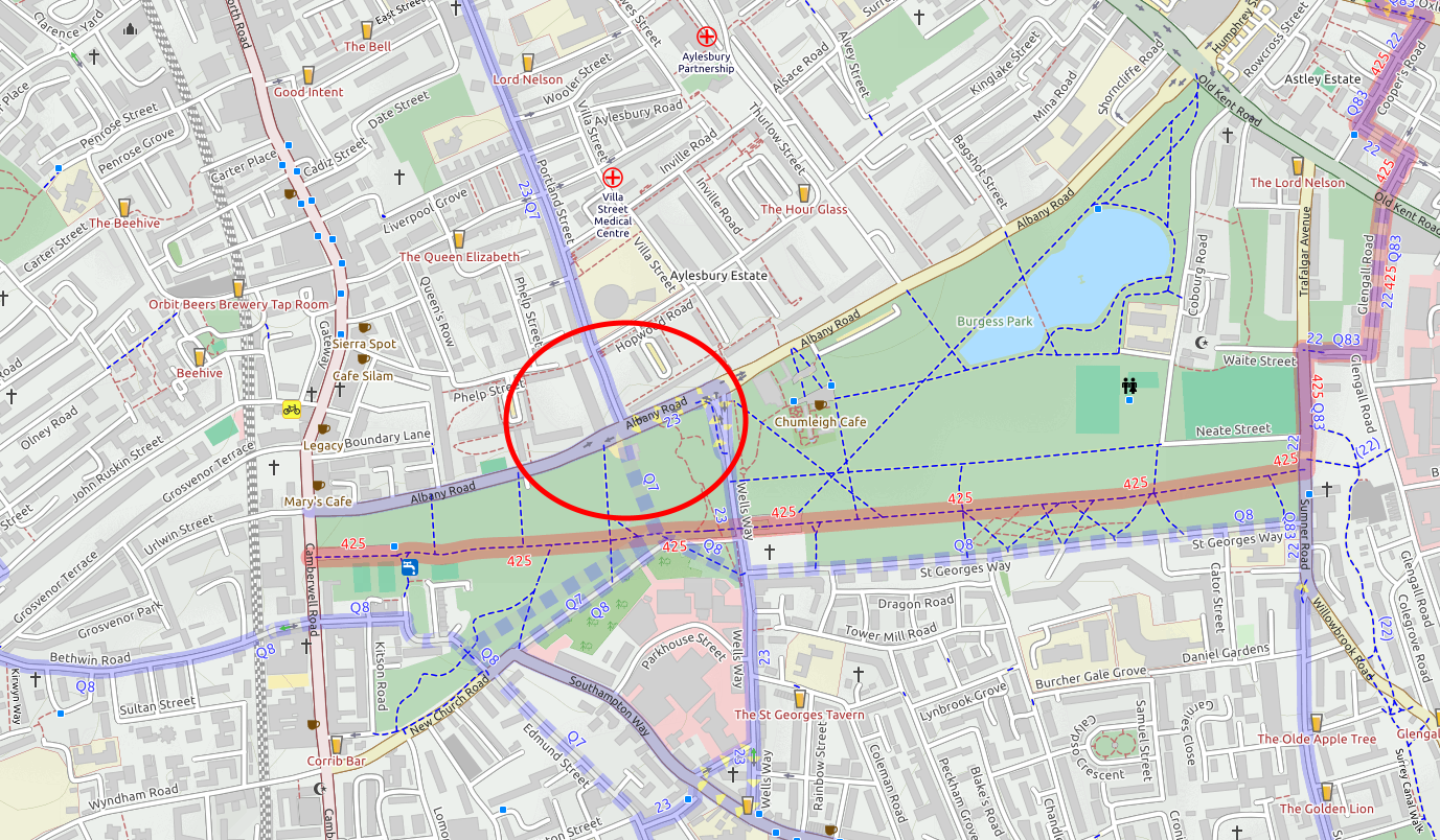 Albany Road junction map